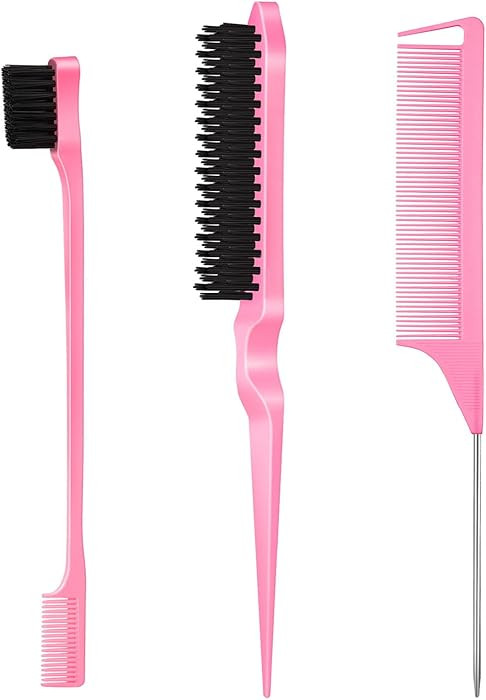 3 Pcs Slick Back Hair Brush, Rat Tail Comb, Edge | Bristle Brush, Hair Accessories for Girls & Ki... | Amazon (CA)