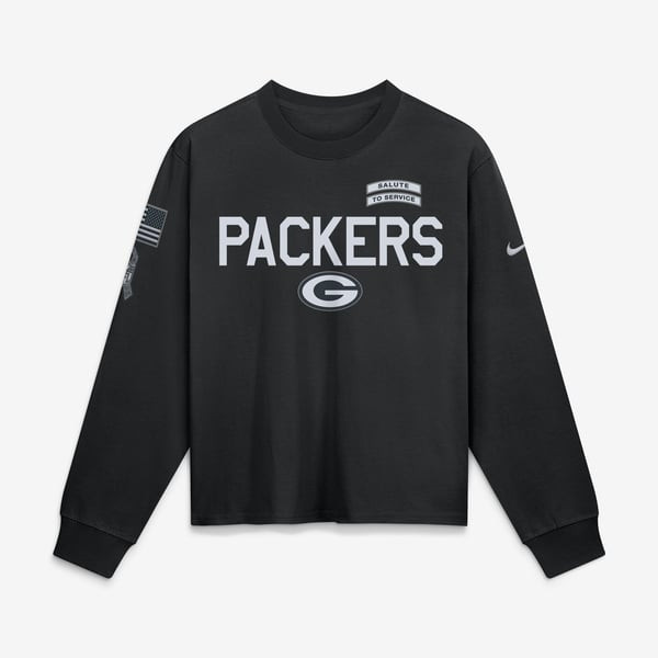 Green Bay Packers Nike Women's 2026 Salute to Service Sideline Long Sleeve T-Shirt - Black | Fanatics