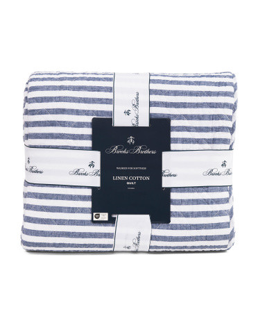 Linen Blend Striped Quilt | TJ Maxx