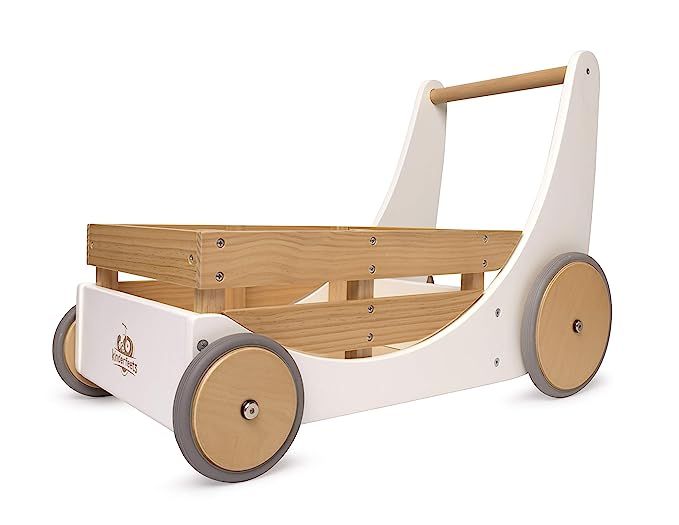 Kinderfeets 2-in-1 Wooden Cargo Walker Cart Wagon with Adjustable Rubber Wheels and Removable Bas... | Amazon (US)