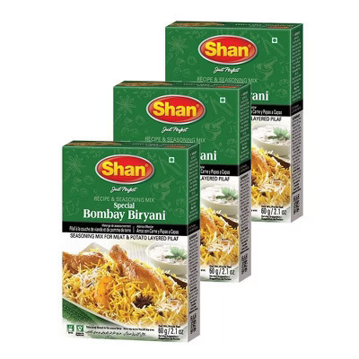 Shan - Bombay Biryani Recipe & Seasoning Mix, 2.11 oz (60g) – Authentic Spice Powder for Chicken, Meat, and Potato Layered Pilaf (Pack of 3) | Target