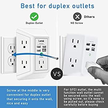 USB Wall Charger，LVETEK Surge Protector 5 Outlet Extender with 4 USB Ports (1 USB C Outlet) 3 S... | Amazon (US)