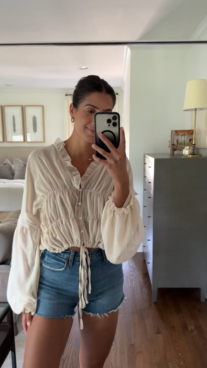 Casual summer outfits - summer outfit inspo - western chic outfits - OOTD - cute summer tops - country concert outfit inspo - fall outfit ideas - white blouse ideas - summer fashion - black cowboy boots - denim short inspo 

#LTKstyletip #LTKSeasonal #LTKFind