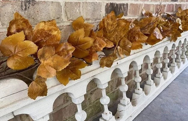 Old Maple Leaves 6ft Viral Fall Garland for Mantle Brown Maple Leaf Stem Farmhouse Decor Garland Fig Spray Aged Dried Look Set of 2 | Etsy (Global)
