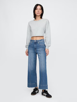 High Rise Stride Wide-Leg Ankle Jeans | Gap (US)
