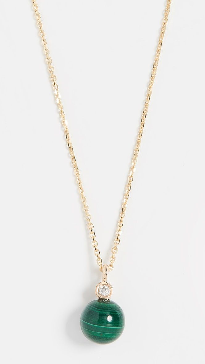 14k Malachite and Diamond Dot Necklace | Shopbop
