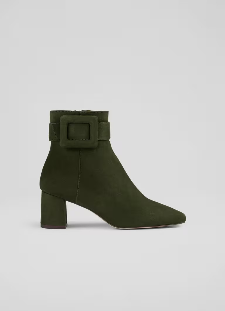Wilde Khaki  Covered Buckle Ankle Boot | L.K. Bennett (UK)