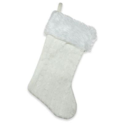 Northlight Knit Christmas Stocking in White | Bed Bath & Beyond