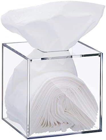 Elavain Clear Acrylic Square Facial Tissue Box Holder, Modern Tissue Dispenser, Decorative Tissue... | Amazon (US)