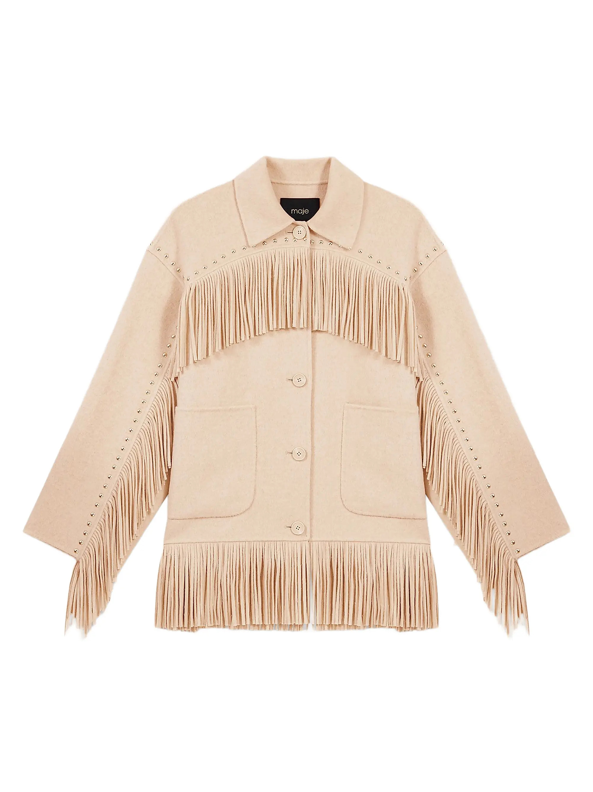 Maje Double-Breasted Fringed Coat | Saks Fifth Avenue | Saks Fifth Avenue