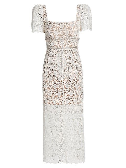 Ivory Floral Guipure Midi Dress | Saks Fifth Avenue