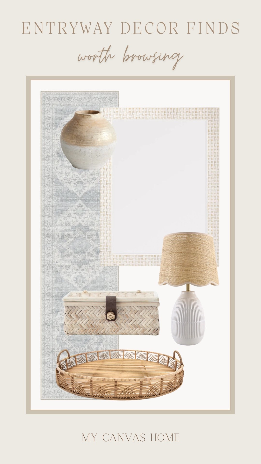 The prettiest neutral entryway finds 🤍 Loving this scalloped rattan lamp and woven mirror together — such an easy way to add warmth right when you walk in!

#LTKHome #LTKSaleAlert