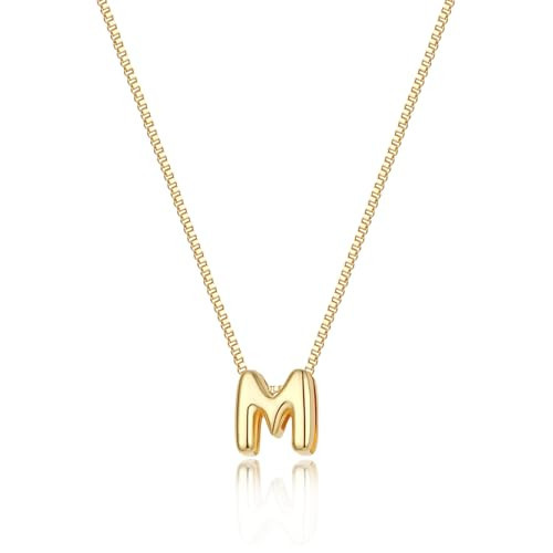 MARYLAX Bubble Gold Letter Necklace, 14k Gold Plated Balloon Initial Necklace for Women, Dainty Gold Necklace Personalized Bubble Pendant Name Necklace, Fashion Accessories Trendy Jewelry | Amazon (US)
