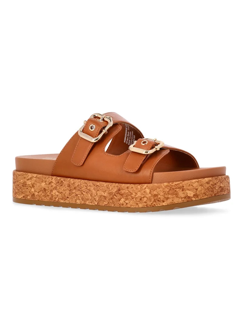 Madden NYC Women's Faux Leather Buckle Slide Sandals | Walmart (US)