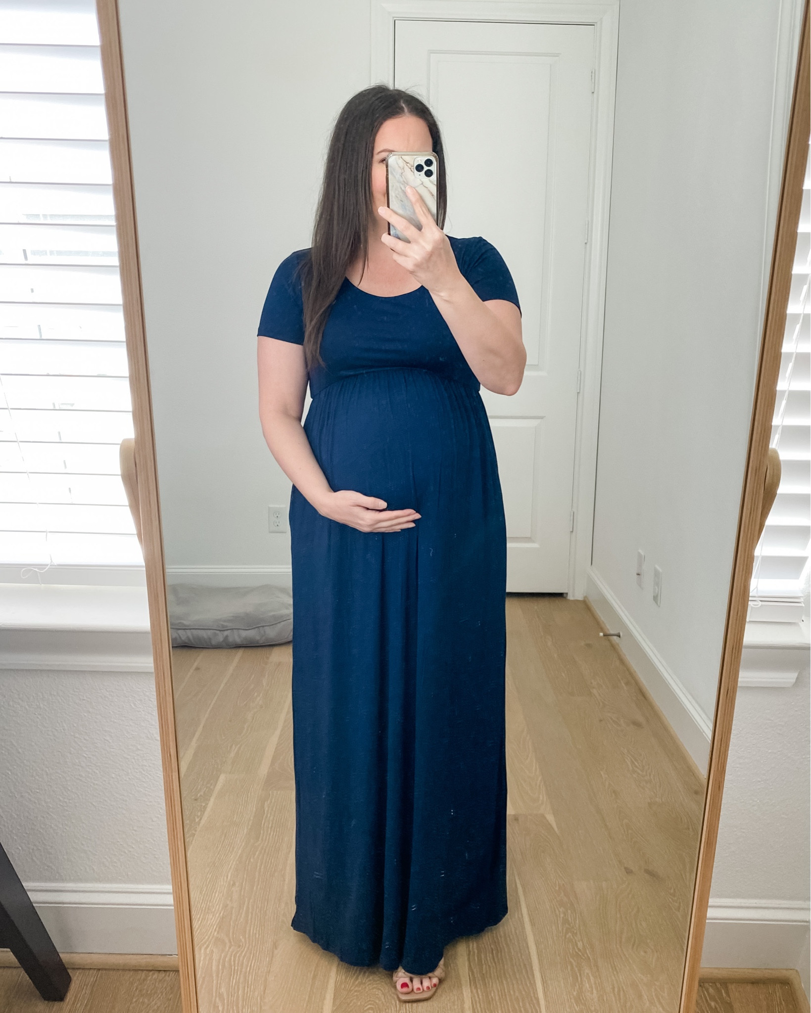 Maternity outfit / spring outfit / navy blue maxi dress / short sleeve dress / pregnancy work wear / pregnant / size medium 

#LTKSeasonal #LTKbump #LTKworkwear