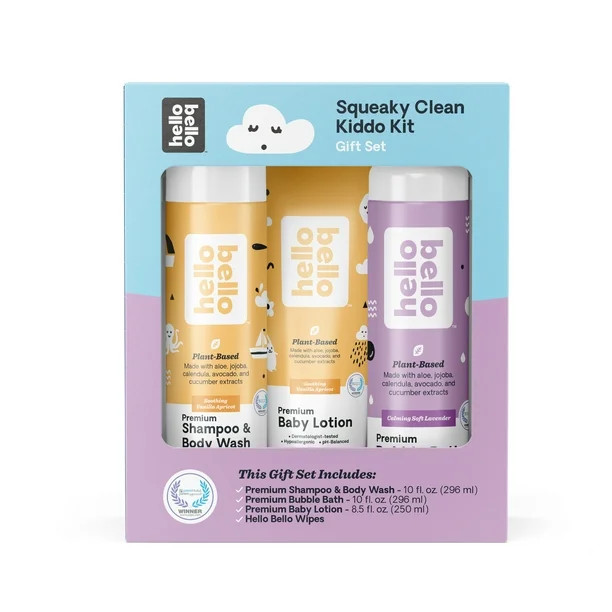 Hello Bello Squeaky Clean Kiddo Kit I Bath Time Gift Set with Shampoo & Body Wash, Bubble Bath, L... | Walmart (US)