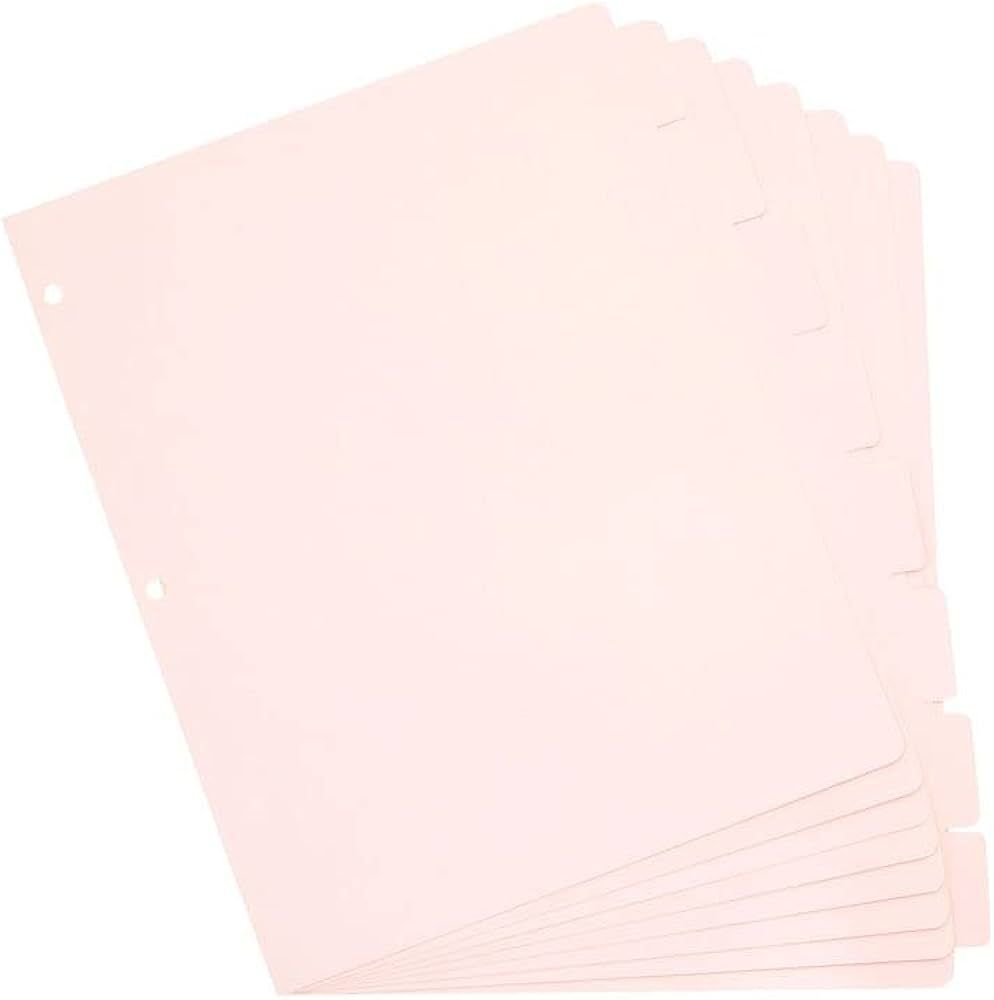 12 Pack Pink Paper Binder Dividers for 3 Ring Binders with 8 Tabs | Amazon (US)