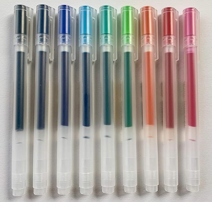 MUJI Gel Ink Ballpoint Pens [0.5mm] 9-colors Pack | Amazon (CA)