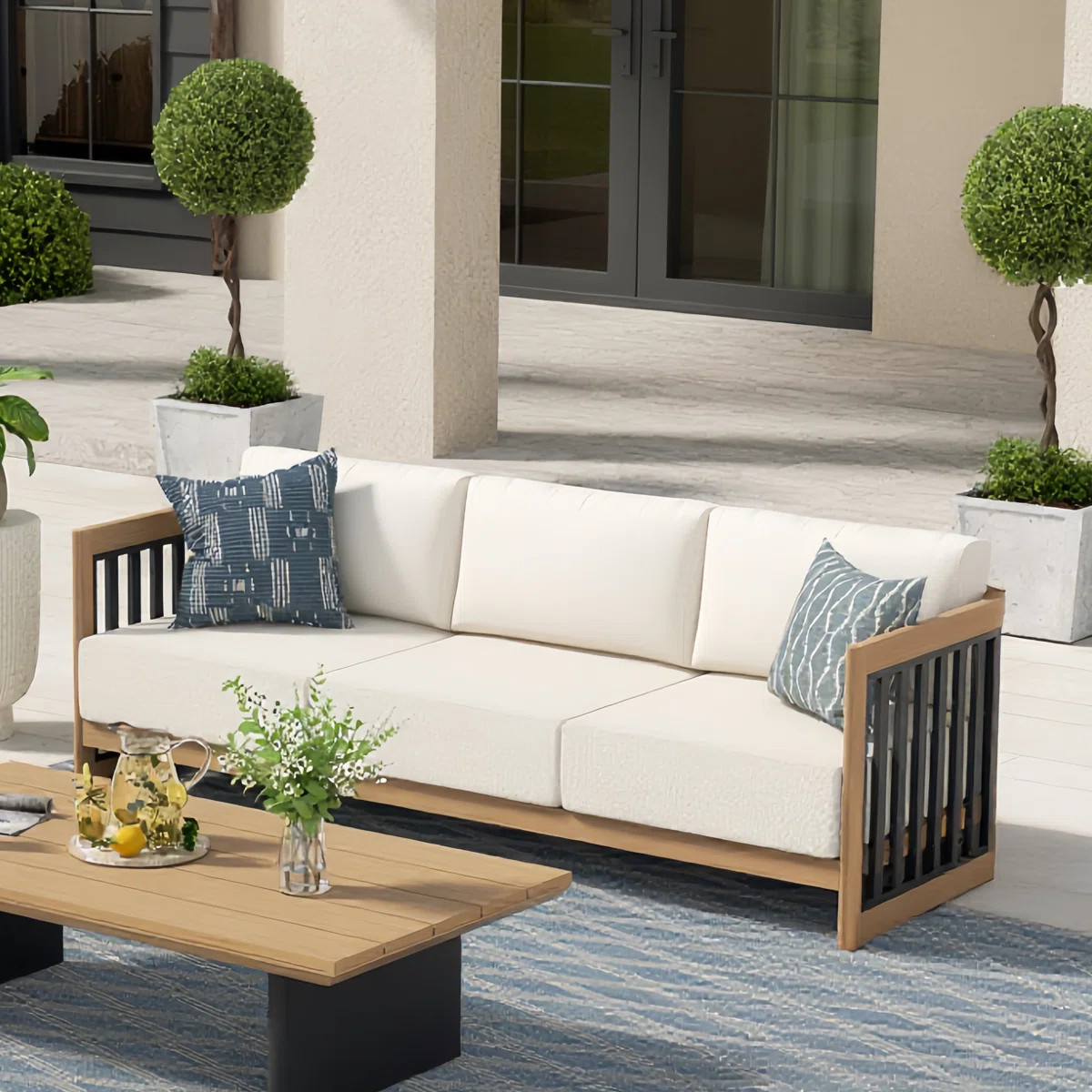 Sereno Patio 79"L Aluminum Sofa With Cushions | Wayfair North America