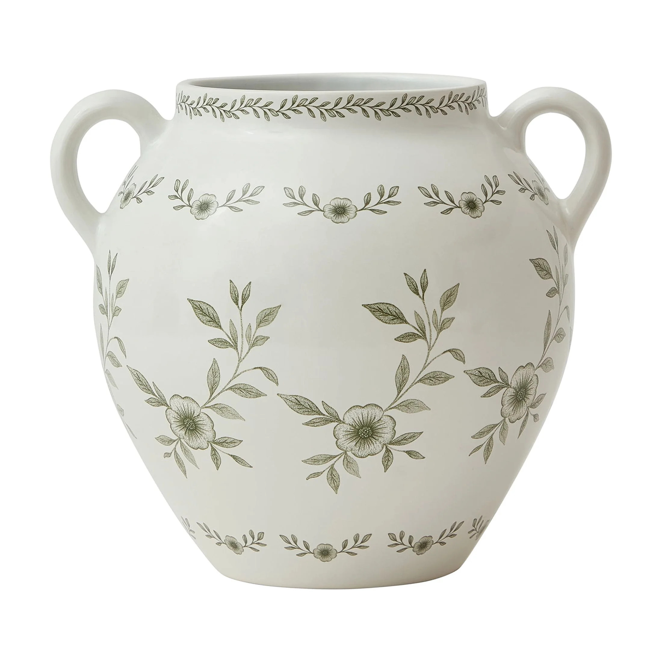 My Texas House 8" Green Double Handle Ceramic Floral Vase | Walmart (US)