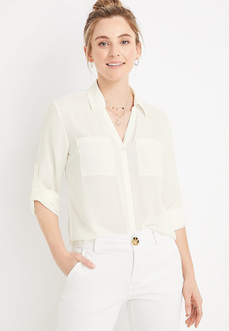 Winona Button Down Blouse | Maurices