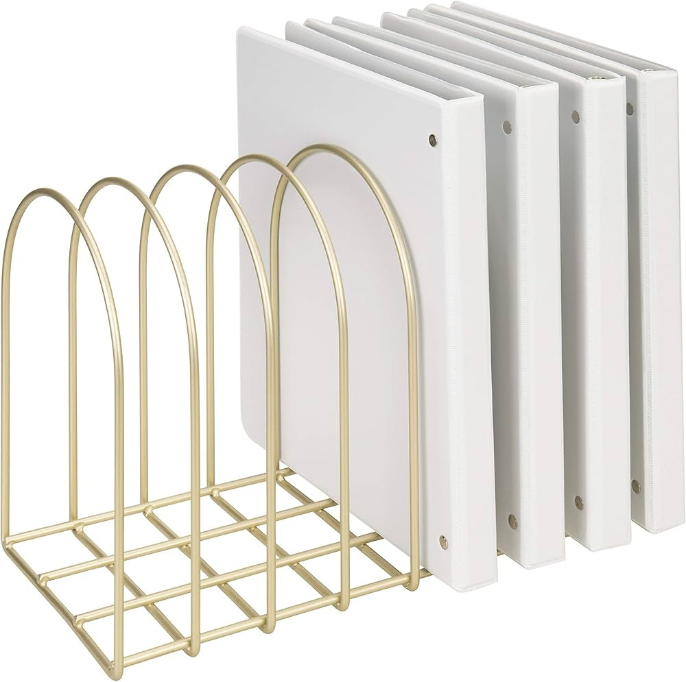 MyGift Large Desktop Document Holder, Brass Metal Wire File Folder Organizer Rack with 8-Slots an... | Amazon (US)