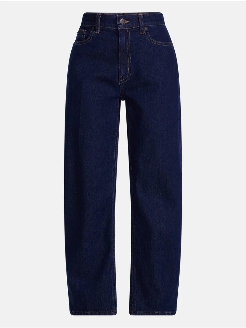 Scenario Women's and Women's Plus High Rise Tapered Barrel Crease Jeans, 27" Inseam, Sizes 0-28W