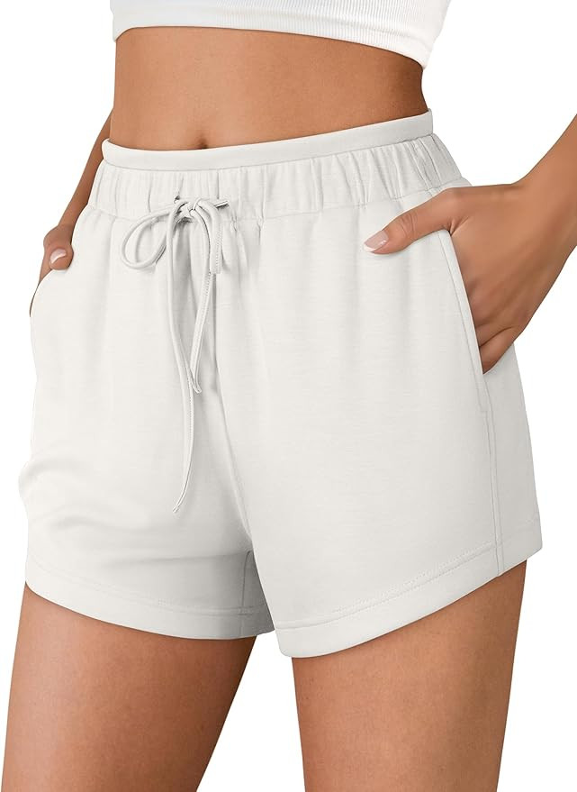 ANRABESS Womens Sweat Shorts Summer Workout Casual Elastic Drawstring Lounge Shorts with Pockets ... | Amazon (US)