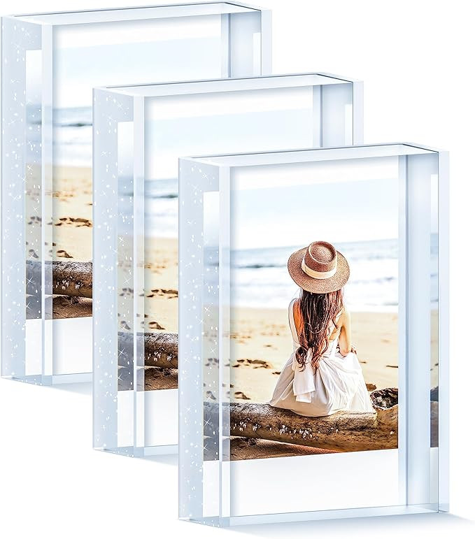 Instax Mini Photo Frames, 2x3 - Cute Acrylic Silver Glitter Frames for Fujifilm & Polaroid Film (... | Amazon (US)