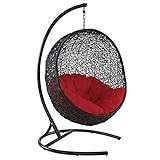 Modway EEI-739-RED-SET Encase Wicker Rattan Outdoor Patio Porch Lounge Egg, Swing Chair with Stand,  | Amazon (US)