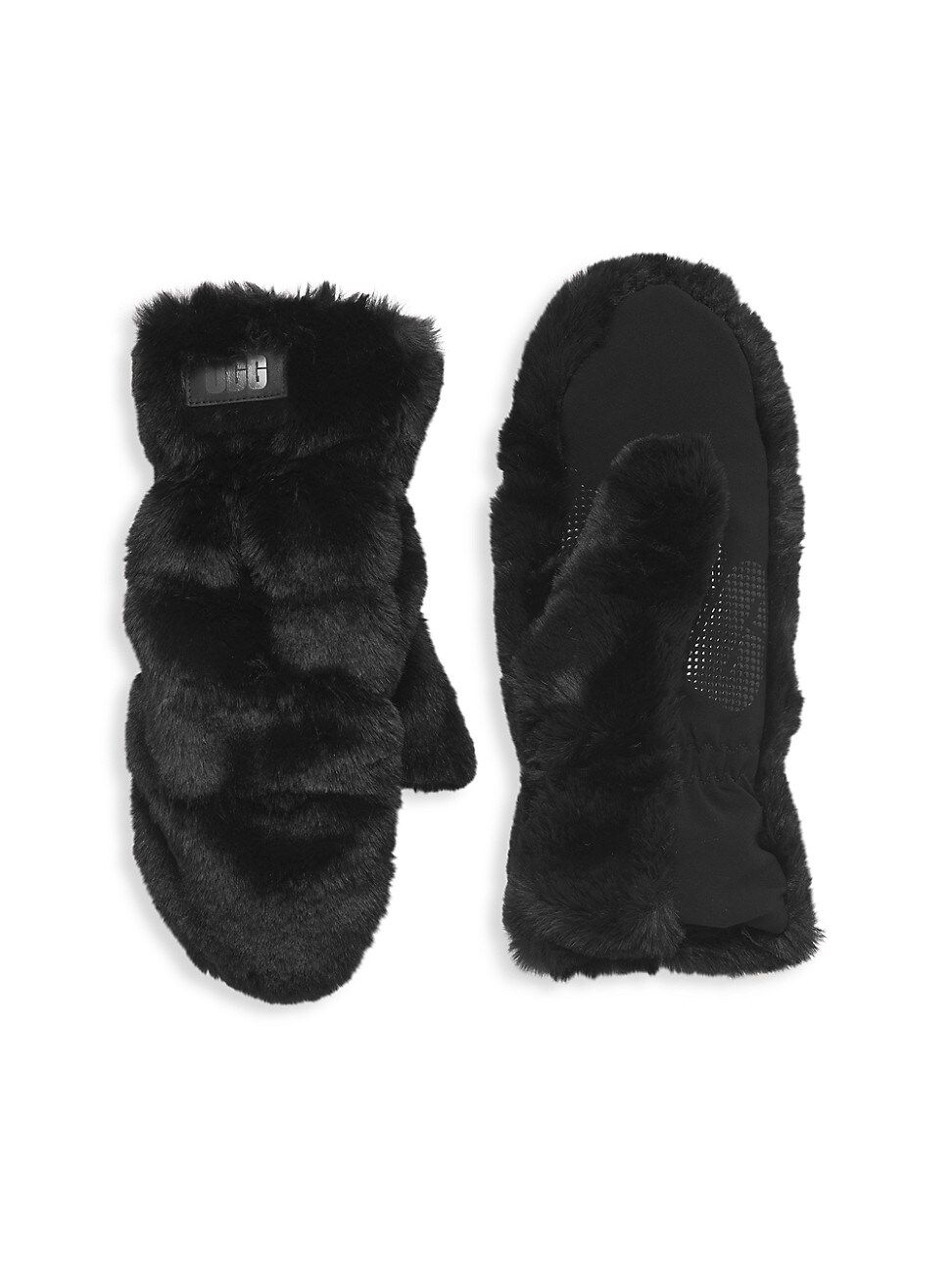 Women's Quilted Faux Fur Mittens - Black - Size Large | Saks Fifth Avenue