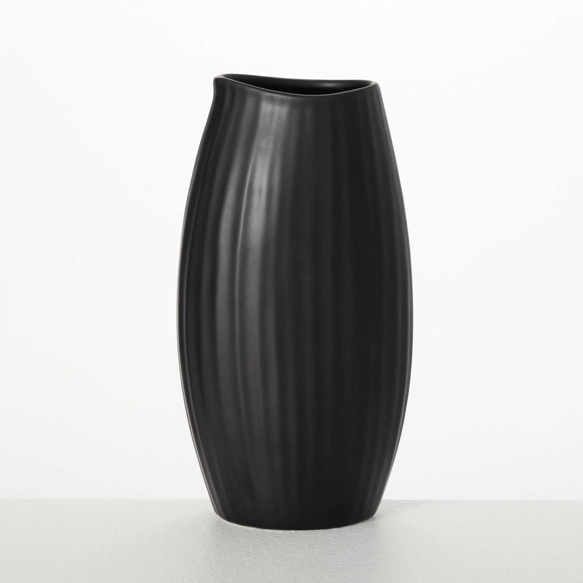 Sullivans 9" Modern Black Ribbed Vase | Walmart (US)