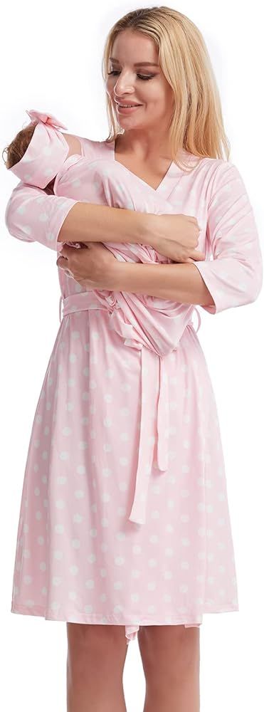 Galabloomer Maternity Robe and Baby Receiving Blanket,Matching Mommy Labor Delivery Robe and Swad... | Amazon (US)