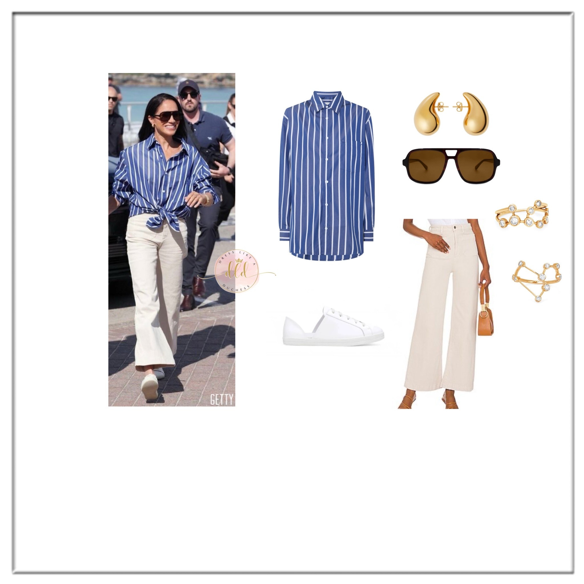 4/16/26 Meghan Markle at Bondi Besch in Matteau (not linkable) + Rollas jeans + Brochu Walker sunglasses 