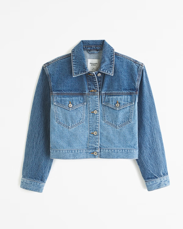 Women's Drapey Cropped Denim Jacket | Women's Coats & Jackets | Abercrombie.com | Abercrombie & Fitch (US)