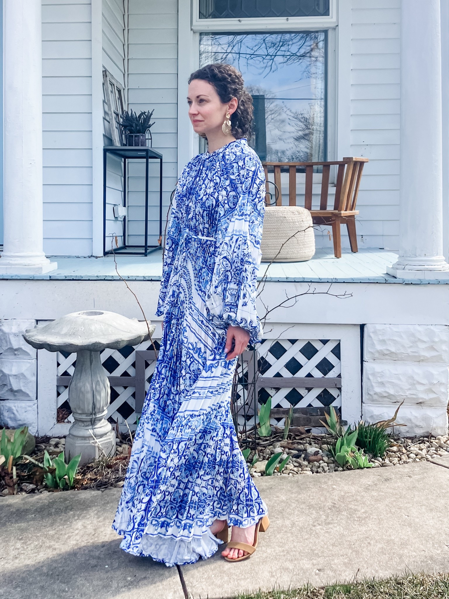 A beautiful blue and white dress for summer!
Maxi dress and bag from @chicwish. 
Earrings are old, linking similar. 
Heels are from Steve Madden. 
Petite outfit. Summer dress. Vacation dress. Modest dress. 

#LTKSeasonal #LTKmomlife #LTKOver40