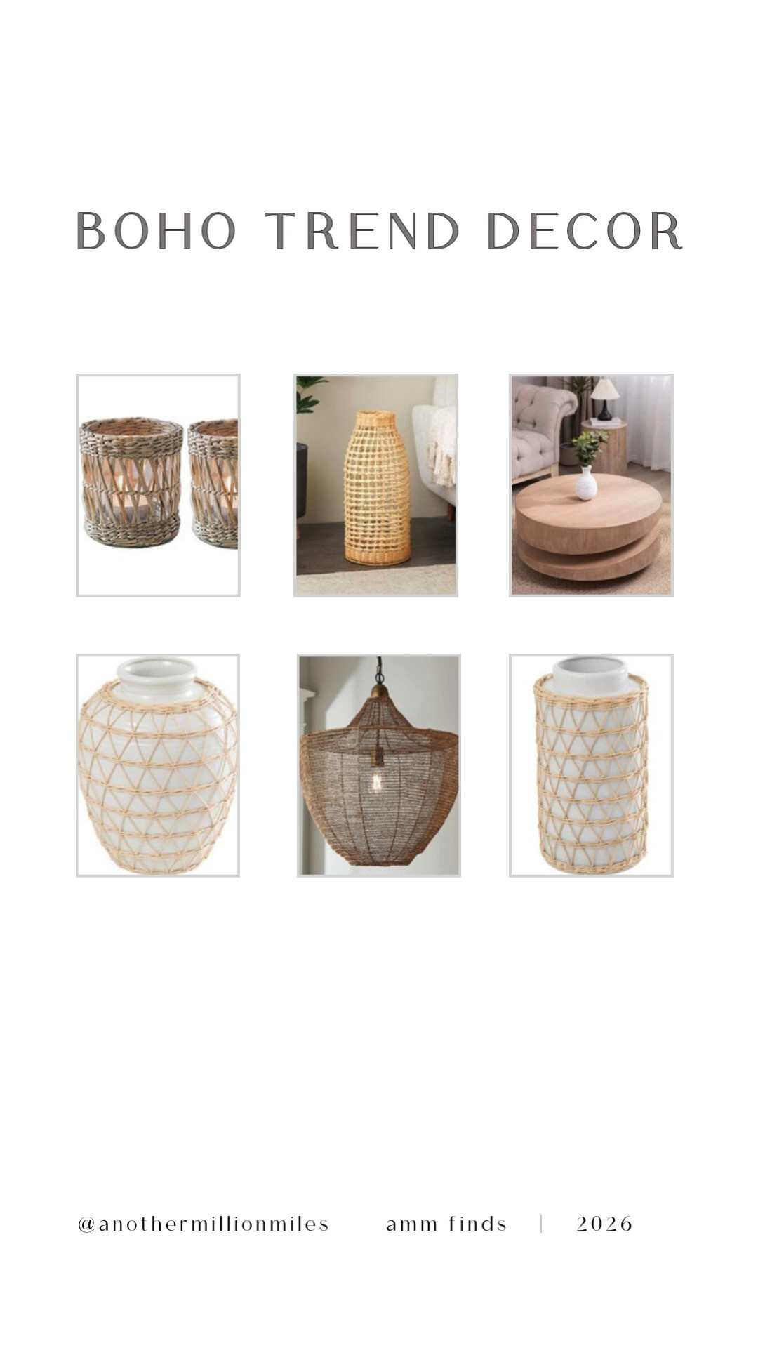 Boho, but make it elevated 🤍
I’m loving warm natural textures right now—woven baskets, rattan lighting, ceramic vases, and that chunky wood coffee table moment. These pieces add instant softness and “home sanctuary” energy without feeling cluttered. Everything is linked here. 

 #LTKHome