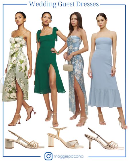 Wedding guest dresses, wedding guest, wedding dresses, strapless dress, floral dress, bridesmaid dress, gold shoes, dressy sandals, green dresses, blue dresses, reformation 

#LTKshoecrush #LTKwedding #LTKstyletip