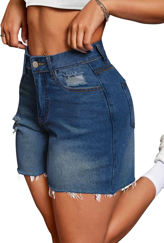IWD Jean Shorts Womens High Waisted Denim Shorts Ripped Summer Trendy Jorts | Amazon (US)