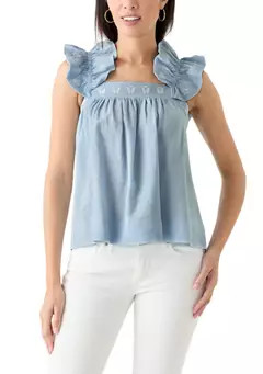 Women's Short Flutter Sleeve Embroidered Top | Belk