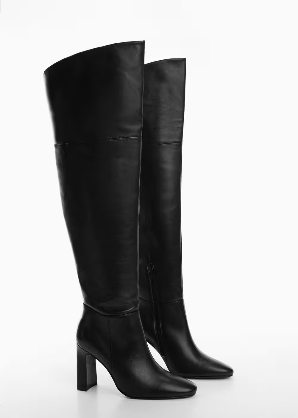 Leather boots with tall leg -  Women | Mango USA | MANGO (US)