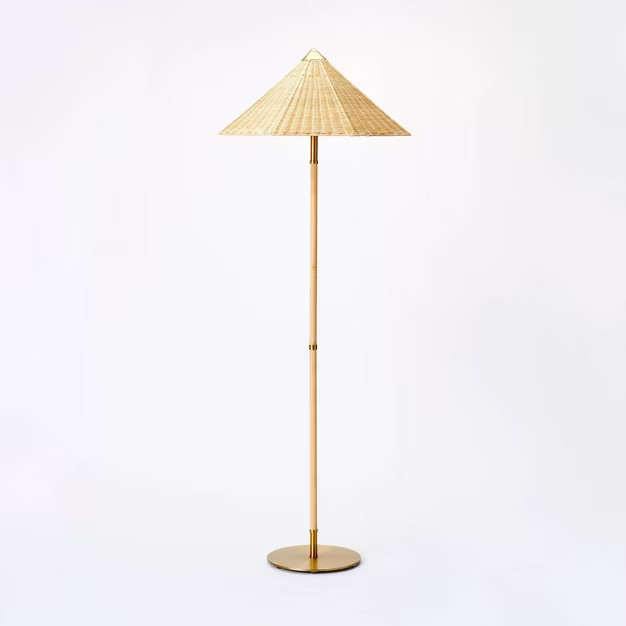 Floor Lamp with Tapered Rattan Shade Brown - Threshold™ Designed with Studio McGee | Target