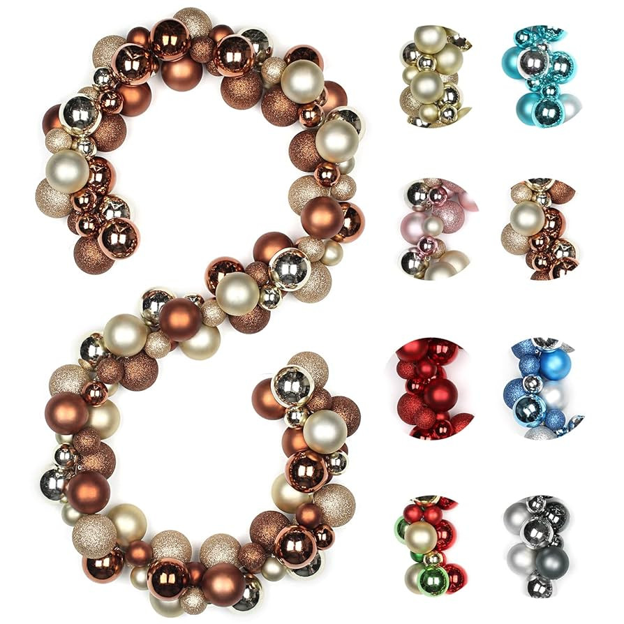 6 FEET Christmas Ball Garland Ornaments Shatterproof Xmas Hanging Balls Decorations for Home Indo... | Amazon (US)