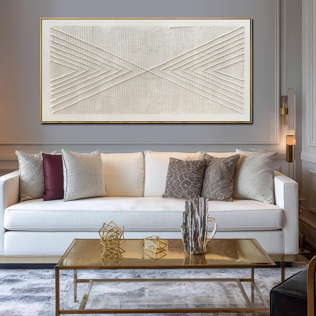 Neutral Hand Painted Abstract Canvas Wall Art for Living Room 24x48 Inch | Amazon (US)
