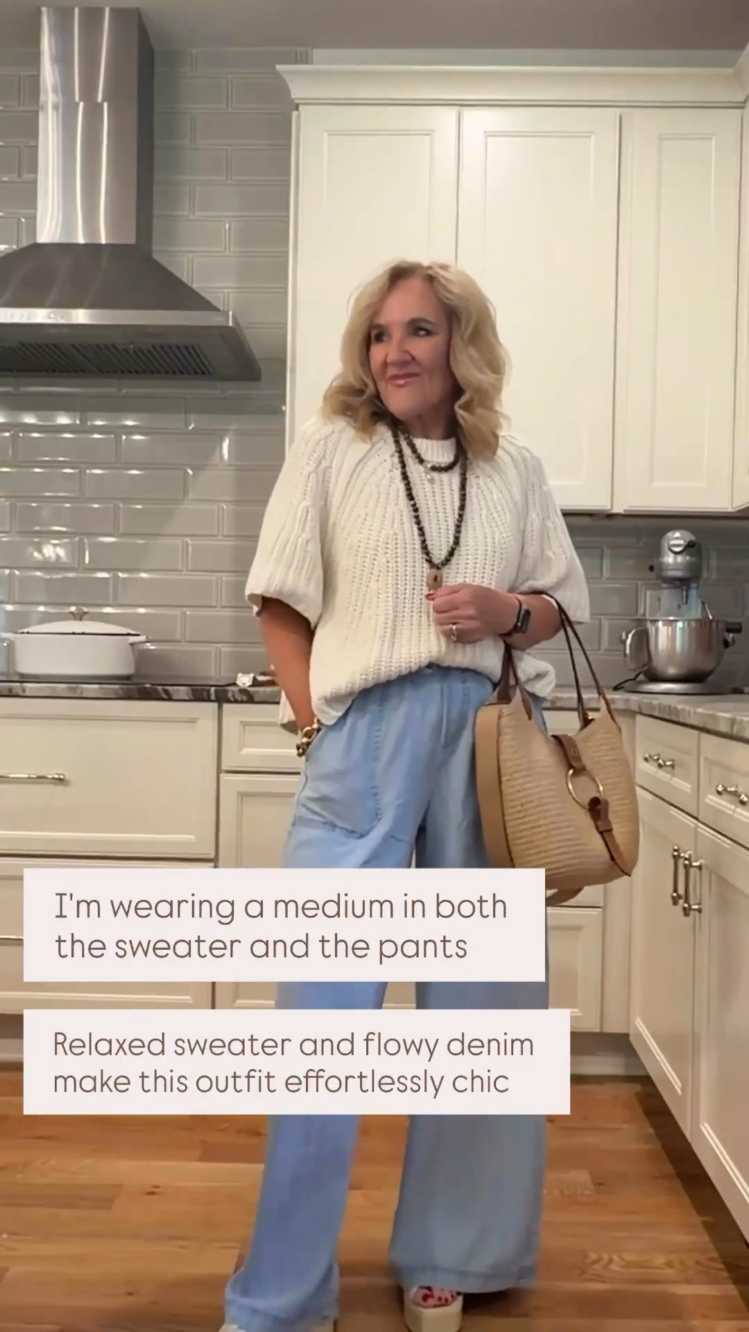 This relaxed knit sweater and flowy denim are the perfect combination for effortless style. Both are incredibly comfortable, easy to wear, and make a polished everyday outfit. Wearing a medium in both the sweater and pants.

💡 LTK MADE EASY
❤️ Heart = Support my posts!
🔖 Save = Get sale & restock alerts
📋 Lists = Keep favorites organized
📲 Share = Send lists and products to a friend. Hello, Christmas List!
💬 Comment = Ask me anything about what I'm wearing. 🙂

#LTKSeasonal #LTKOver40 #LTKootd