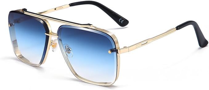 Dollger Square Aviator Sunglasses for Men and Women Fashion Metal Vintage Gradient Shades Sunglas... | Amazon (US)