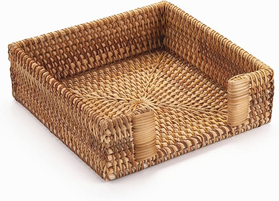 Rattan Napkin Holder Square, Napkin Holders for Paper Napkins, 7.5" x 7.5" x 2.5", Wicker Napkin ... | Amazon (US)