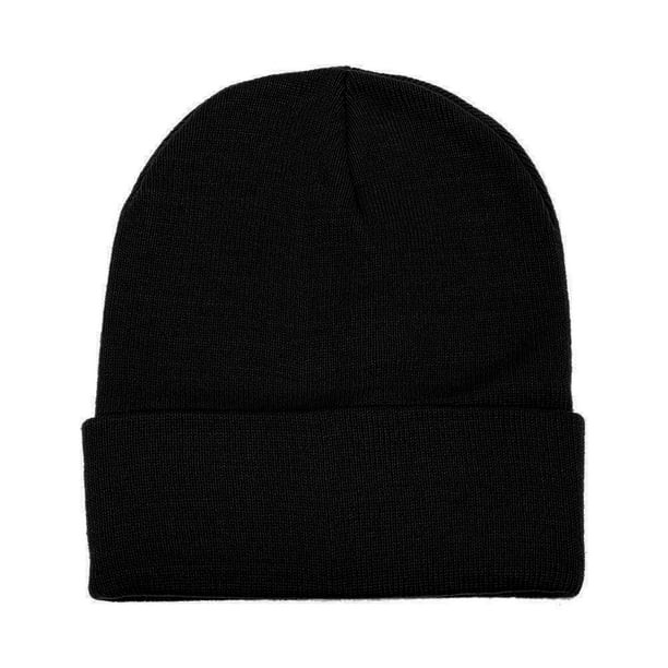 Gelante Beanie Hat Men Women Classic Knit Cuffed Plain Cap - Black - Walmart.com | Walmart (US)