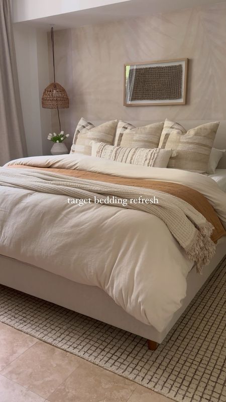target bedding refresh! 

sheets, comforter, duvet cover, sleeping pillows, throw pillows, quilt, throw blanket , rug, nightstand, mirror, neutral bedroom, bedroom decor, bedding 

#LTKVideo #LTKhome #LTKxTarget