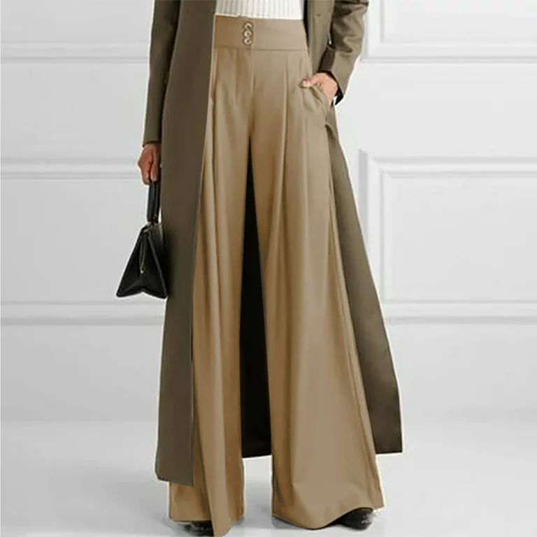 Outfmvch women's pants High Waist Wide Leg Pleated Pockets pants for women cargo pants - Walmart.... | Walmart (US)